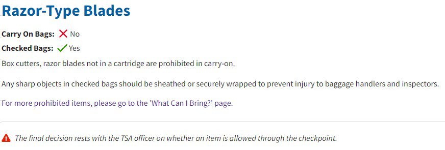 Razor-Type Blades TSA