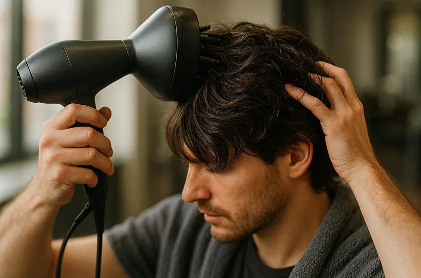 Make Straight Hair Wavy with Diffuser Method