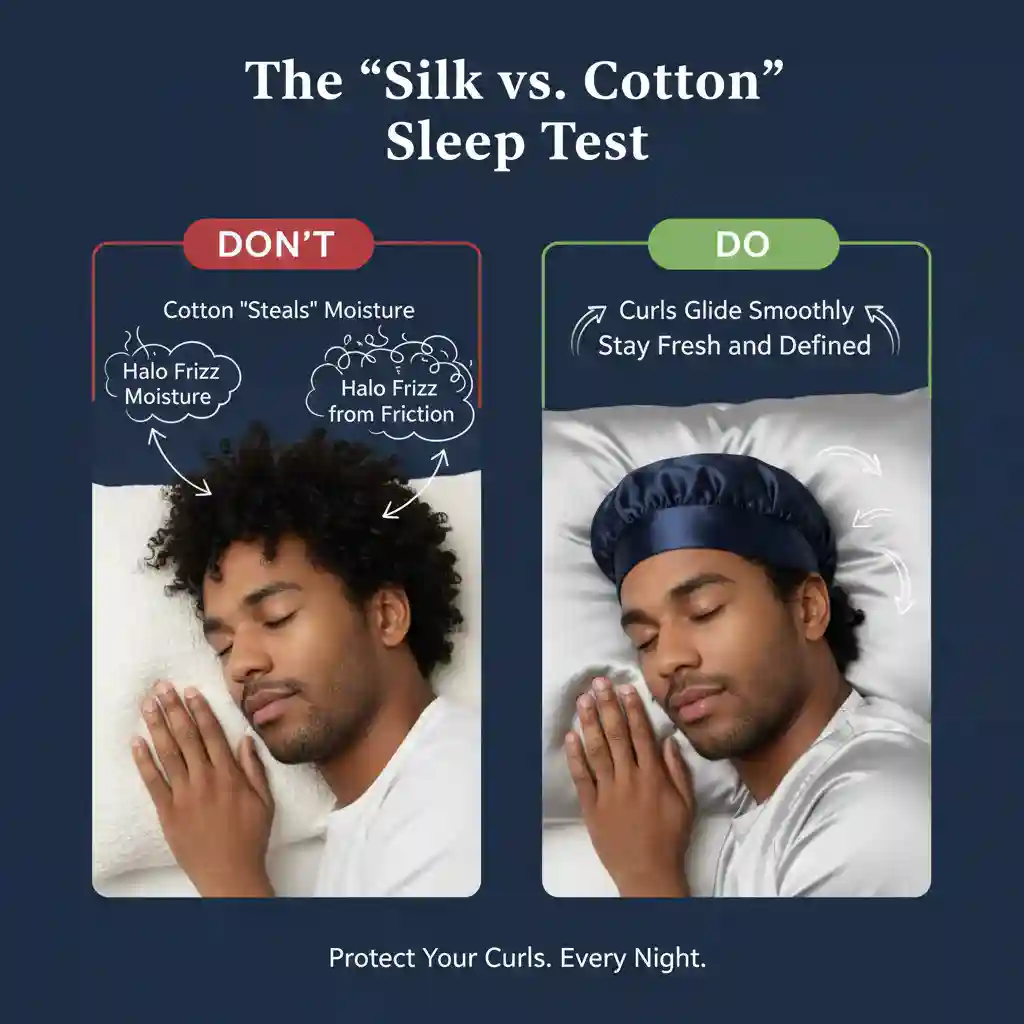 Silk vs. Cotton curly hair sleep