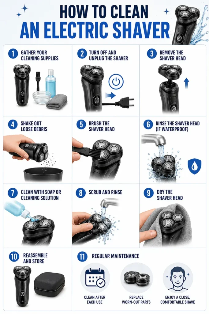 Electric Shaver Cleaning Infographic