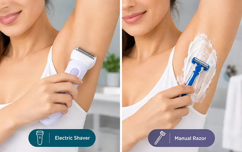 10 Best Electric Shavers for Underarm: Men’s & Women’s Picks Electric shaver compared with a manual razor for underarm shaving