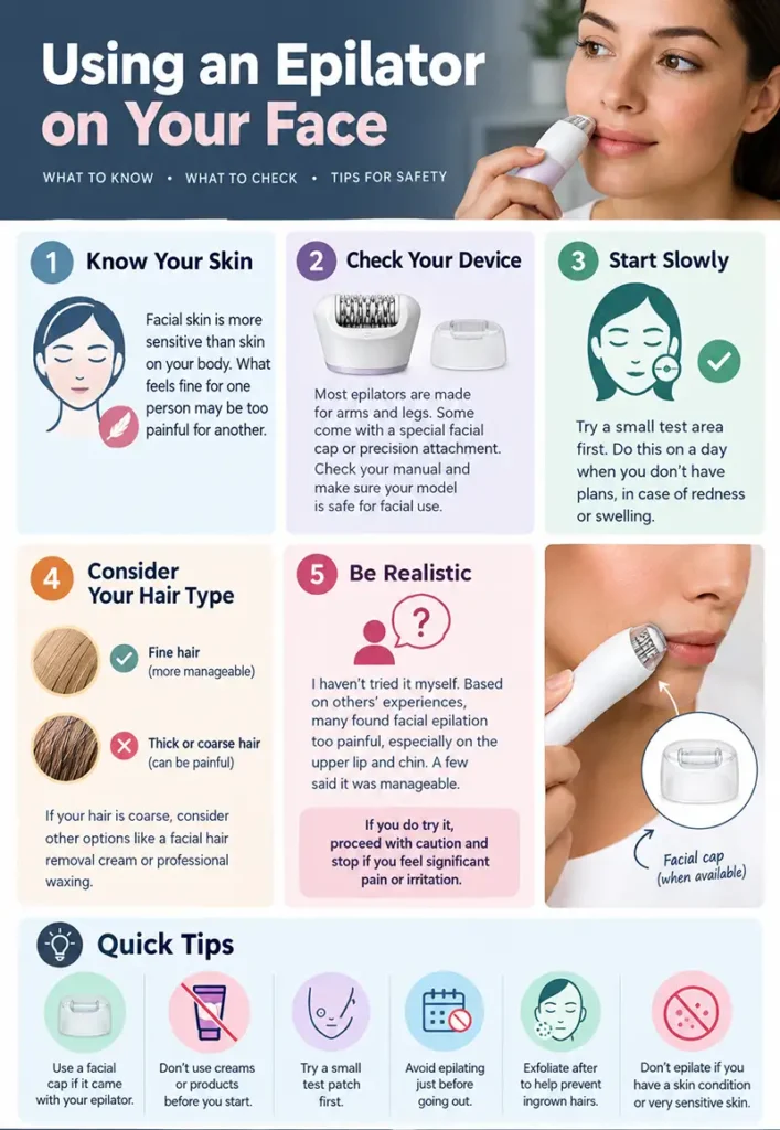Using an Epilator on Your Face infograph