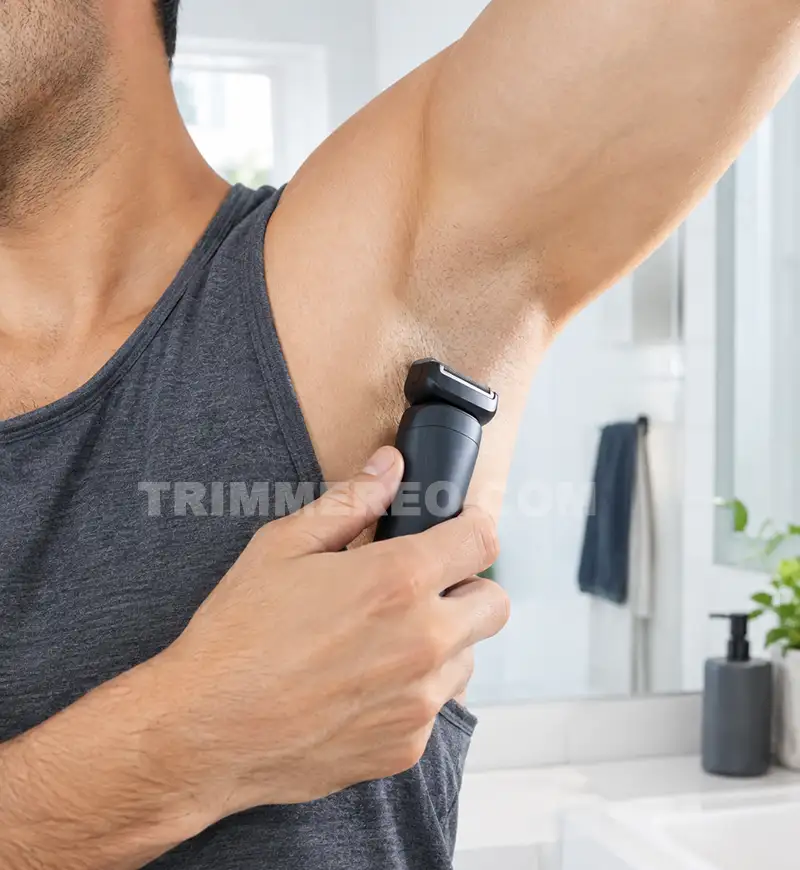 10 Best Electric Shavers for Underarm: Men’s & Women’s Picks man using an electric shaver to shave his underarm